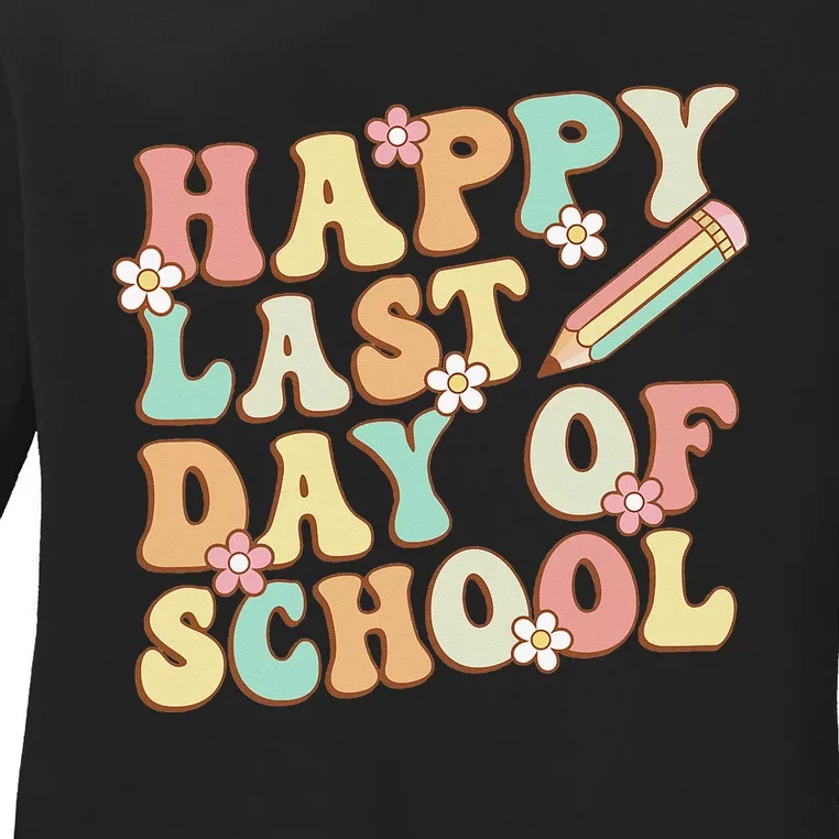 Happy Last Day Of School Teacher Summer Break Graduation Ladies Long Sleeve Shirt