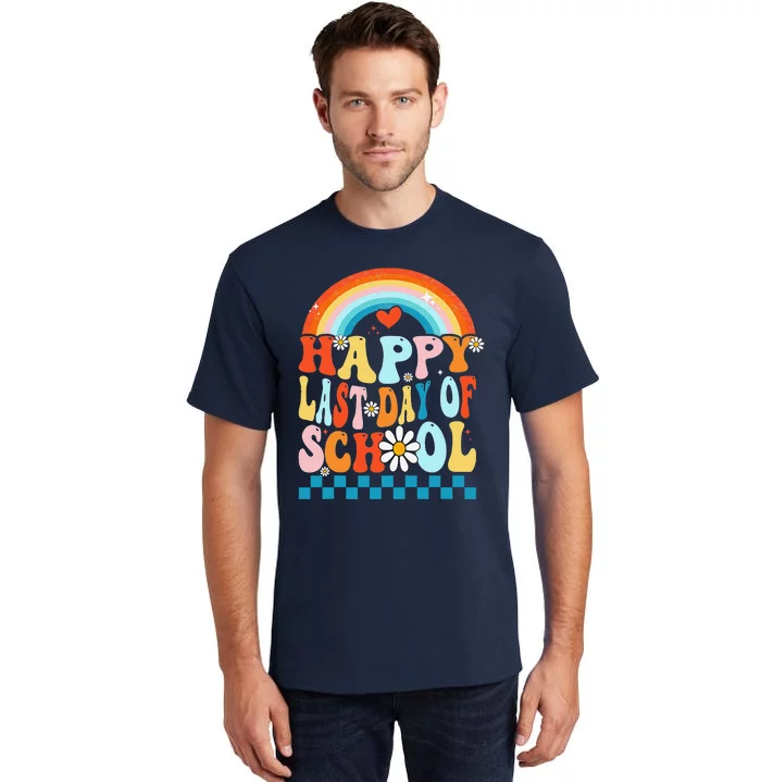 Happy Last Days Of School Teacher Retro Groovy Last Day Gift Tall T-Shirt