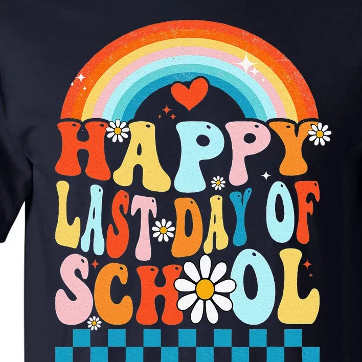 Happy Last Days Of School Teacher Retro Groovy Last Day Gift Tall T-Shirt