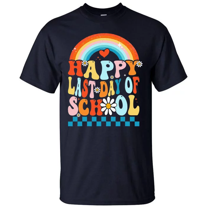 Happy Last Days Of School Teacher Retro Groovy Last Day Gift Tall T-Shirt