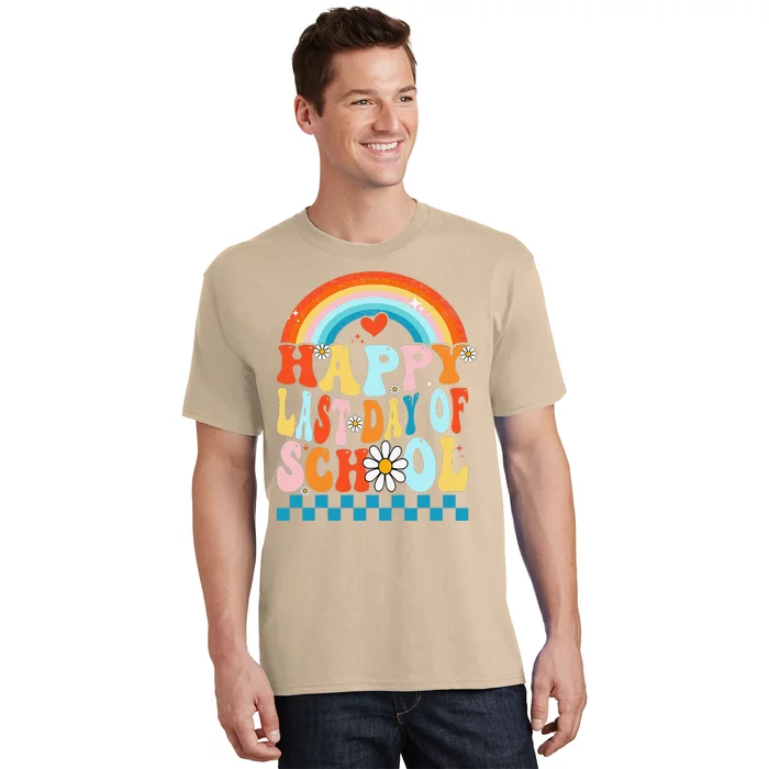 Happy Last Days Of School Teacher Retro Groovy Last Day Gift T-Shirt