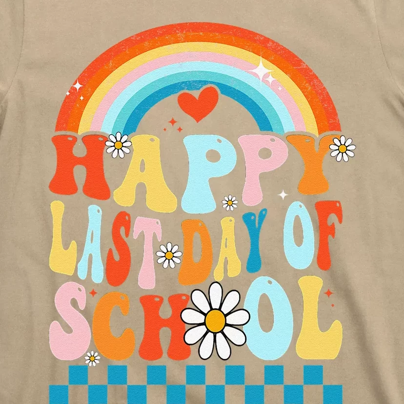 Happy Last Days Of School Teacher Retro Groovy Last Day Gift T-Shirt