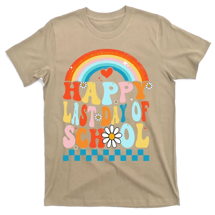 Happy Last Days Of School Teacher Retro Groovy Last Day Gift T-Shirt