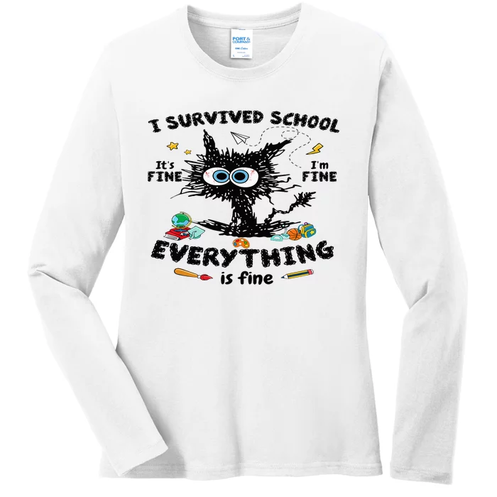 Happy Last Day Of School Teacher Student Graduation Ladies Long Sleeve Shirt