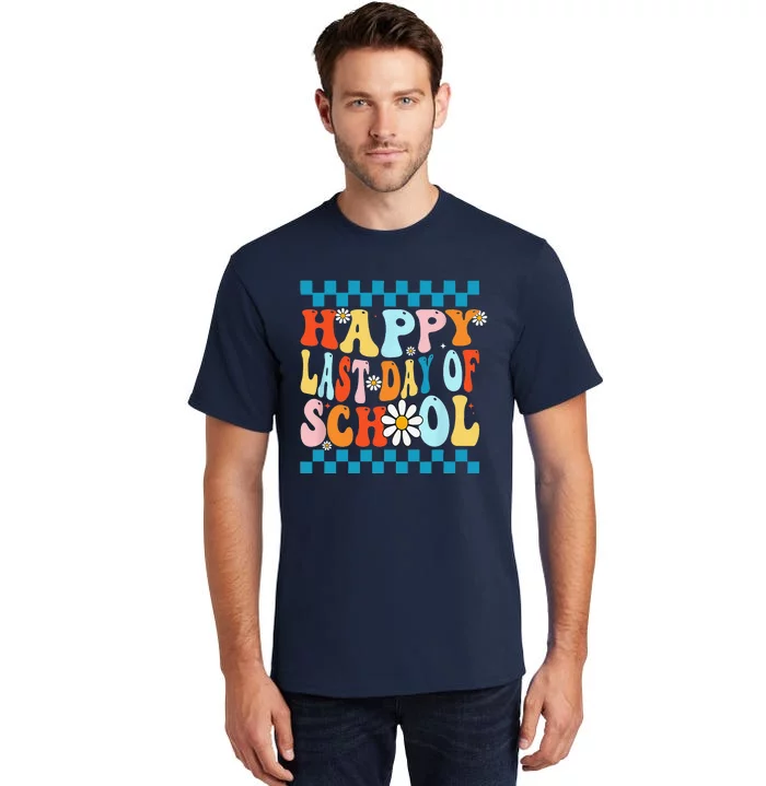 Happy Last Days Of School Teacher Retro Groovy Last Day Tall T-Shirt