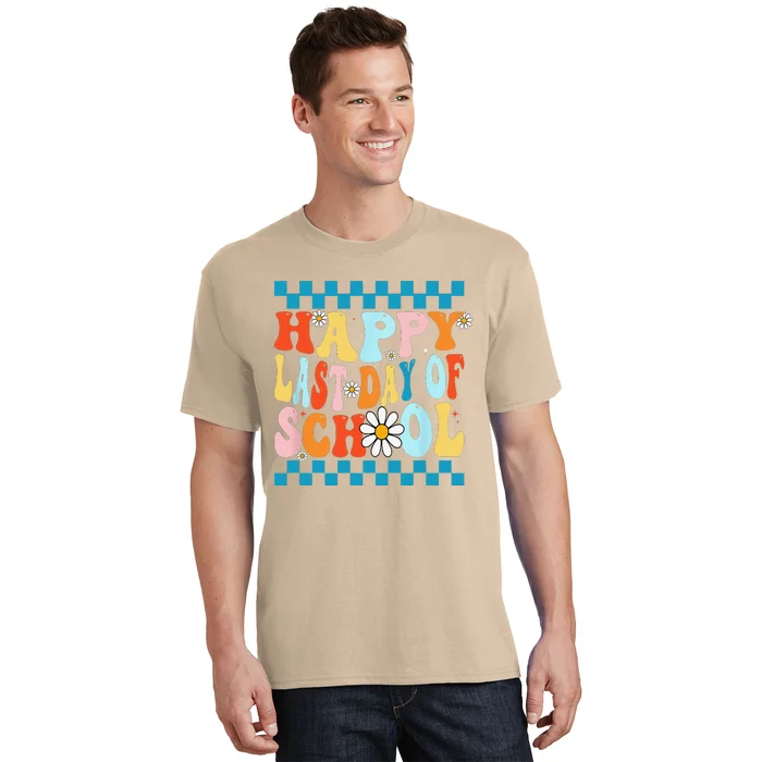 Happy Last Days Of School Teacher Retro Groovy Last Day T-Shirt