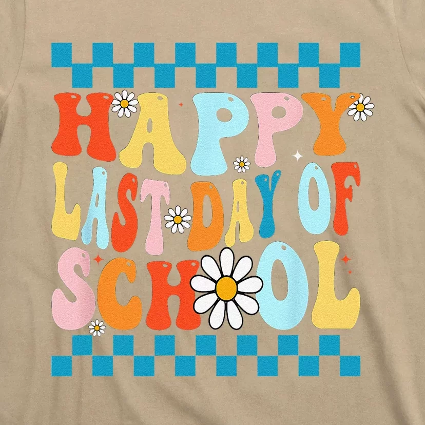 Happy Last Days Of School Teacher Retro Groovy Last Day T-Shirt