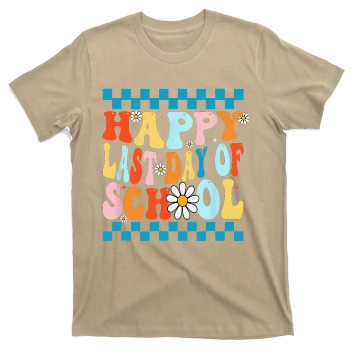 Happy Last Days Of School Teacher Retro Groovy Last Day T-Shirt