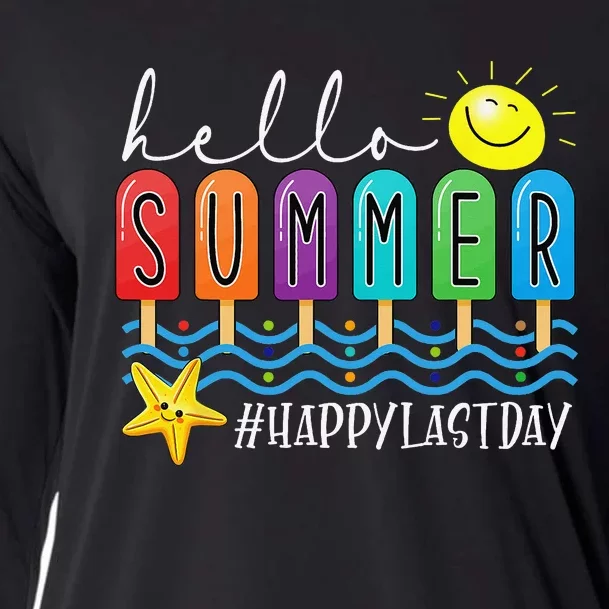 Happy Last Day of School Teachers Student Hello Summer Vibes Cooling Performance Long Sleeve Crew