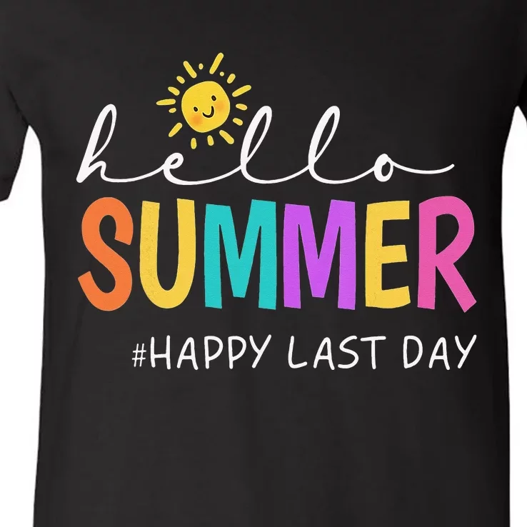 Happy Last Day of School Teacher Student Hello Summer Gifts V-Neck T-Shirt