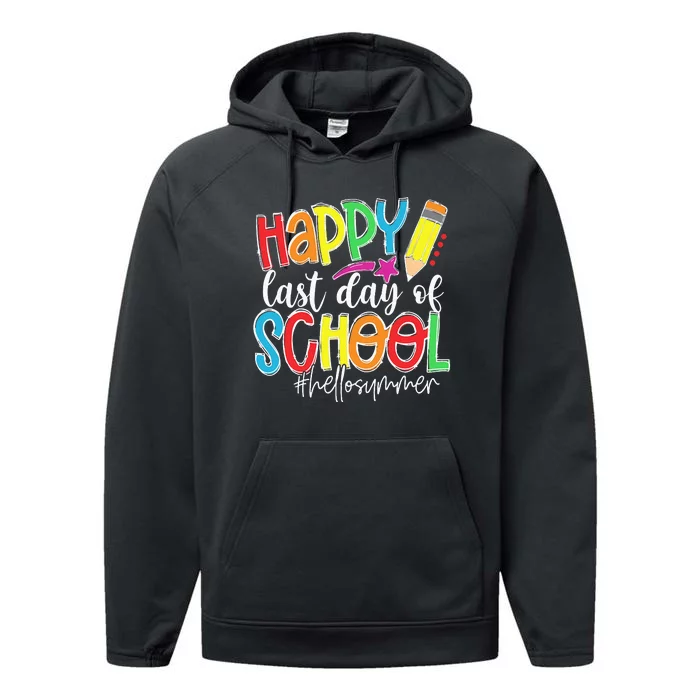 Happy Last Day Of School Teacher Kids Graduation Last Day Performance Fleece Hoodie