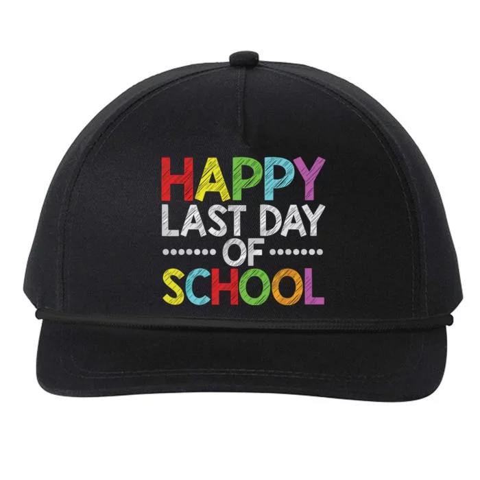 Happy Last Day Of School Funny Teacher And Student Summer Snapback Five-Panel Rope Hat