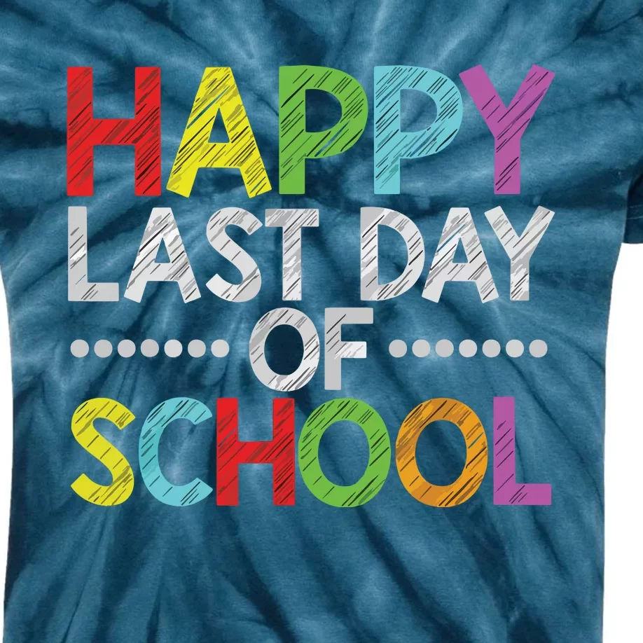 Happy Last Day Of School Funny Teacher And Student Summer Kids Tie-Dye T-Shirt