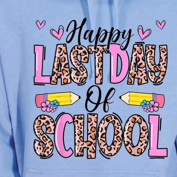 Happy Last Day Of School Leopard Teacher End Of School Year Unisex Surf Hoodie