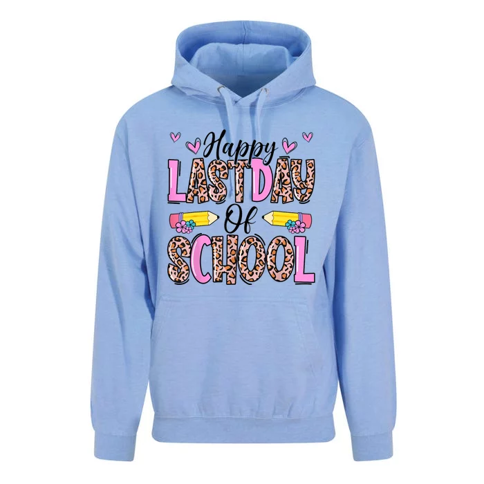 Happy Last Day Of School Leopard Teacher End Of School Year Unisex Surf Hoodie