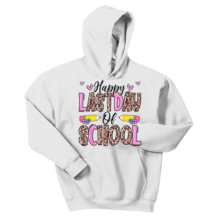 Happy Last Day Of School Leopard Teacher End Of School Year Kids Hoodie