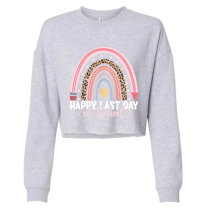 Happy Last Day Of School Hello Summer Teacher Student Cropped Pullover Crew