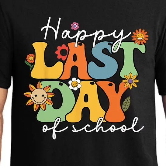 Happy Last Day Of School Graduation Groovy Teacher Student Pajama Set