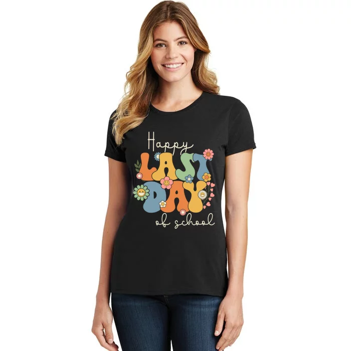 Happy Last Day Of School Graduation Groovy Teacher Student Women's T-Shirt