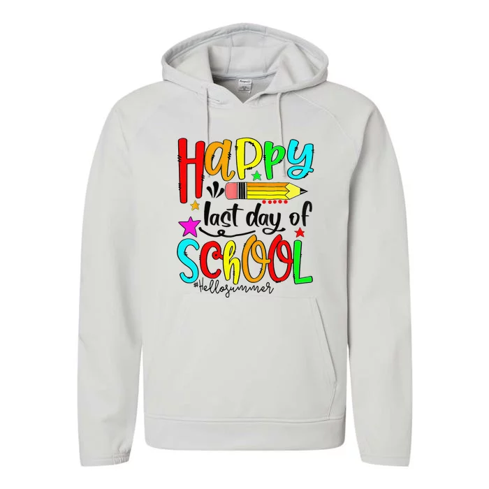 Happy Last Day Of School Hello Summer Teacher Student Performance Fleece Hoodie