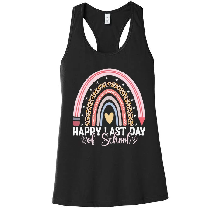 Happy Last Day Of School Hello Summer Teacher Student Women's Racerback Tank