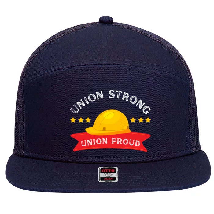 Happy Labor Day Design Union Worker 7 Panel Mesh Trucker Snapback Hat