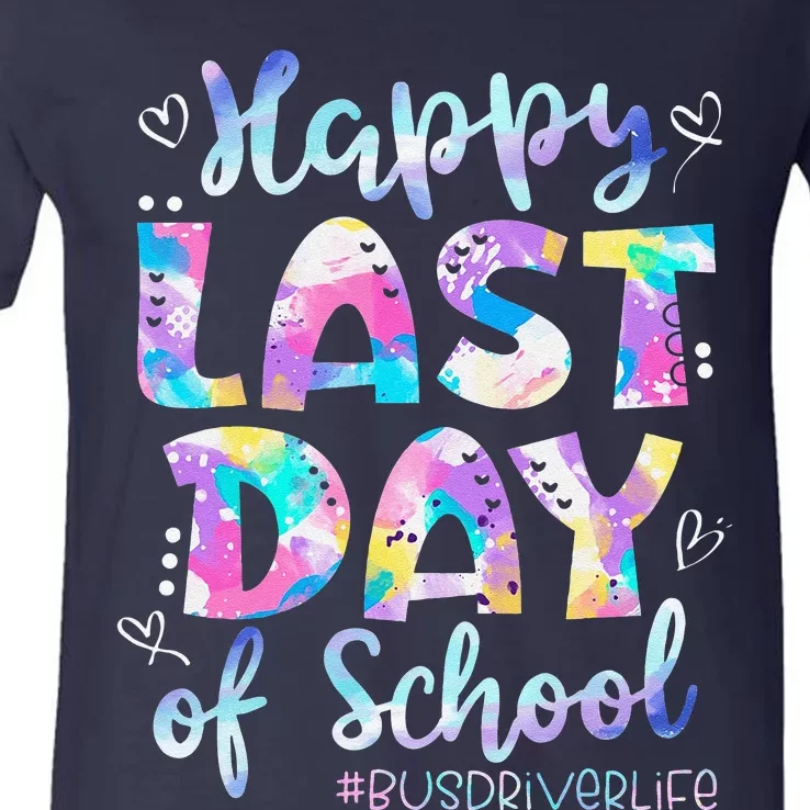 Happy Last Day Of School Bus Driver Life Summer V-Neck T-Shirt