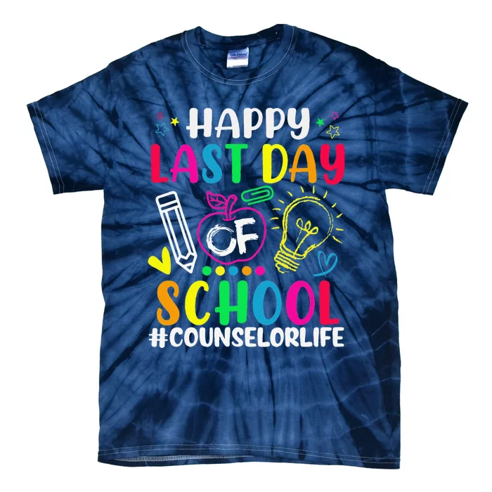 Happy Last Day Of School Counselor Life Teacher Lover Summer Tie-Dye T-Shirt