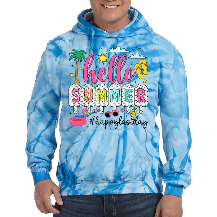 Happy Last Day Of School Teacher Student Hello Summer Tie Dye Hoodie