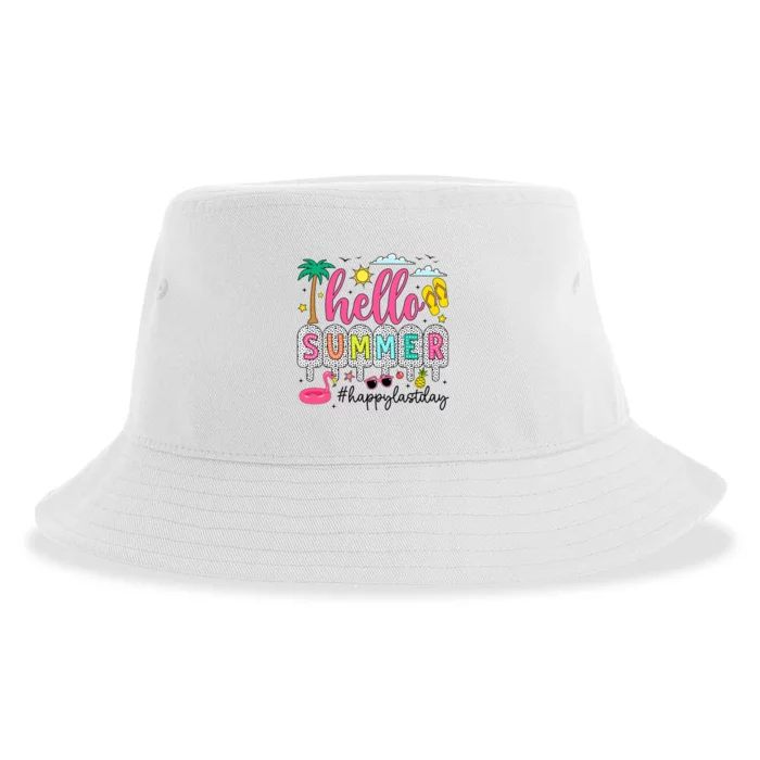 Happy Last Day Of School Teacher Student Hello Summer Sustainable Bucket Hat