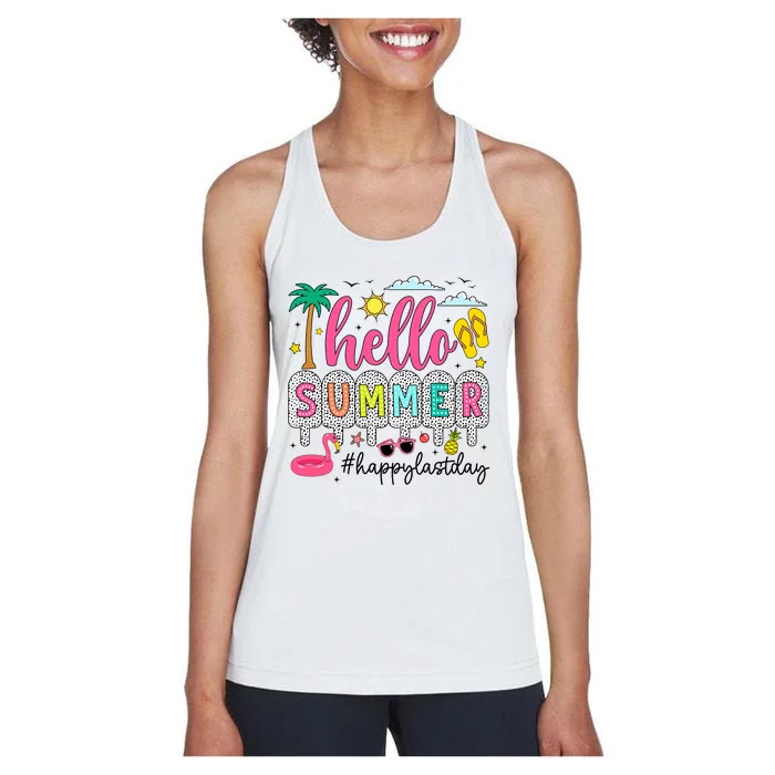 Happy Last Day Of School Teacher Student Hello Summer Women's Racerback Tank