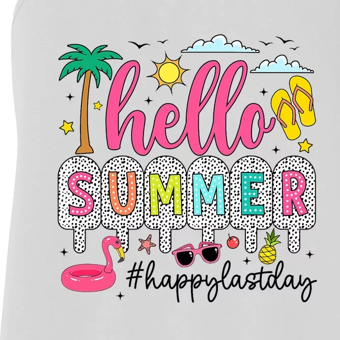 Happy Last Day Of School Teacher Student Hello Summer Women's Racerback Tank