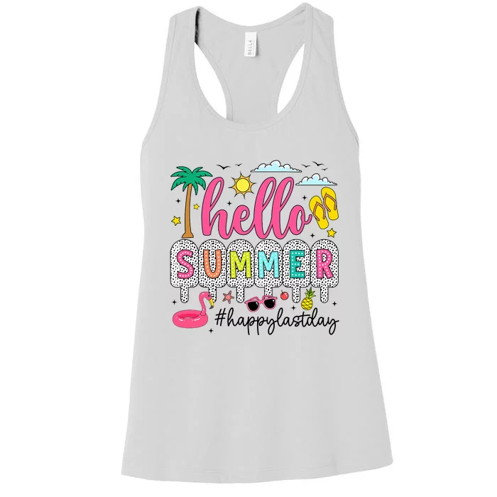 Happy Last Day Of School Teacher Student Hello Summer Women's Racerback Tank