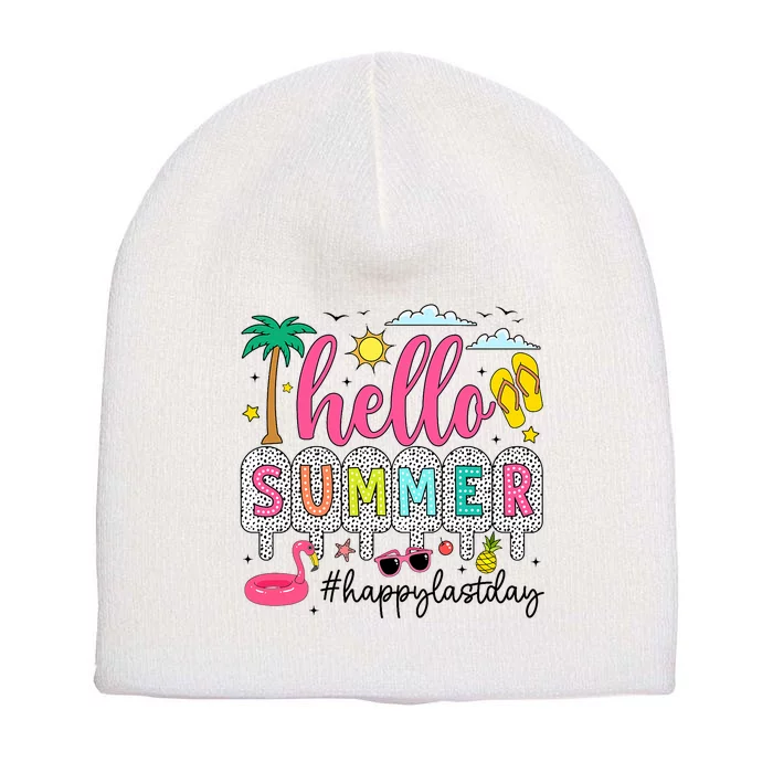 Happy Last Day Of School Teacher Student Hello Summer Short Acrylic Beanie