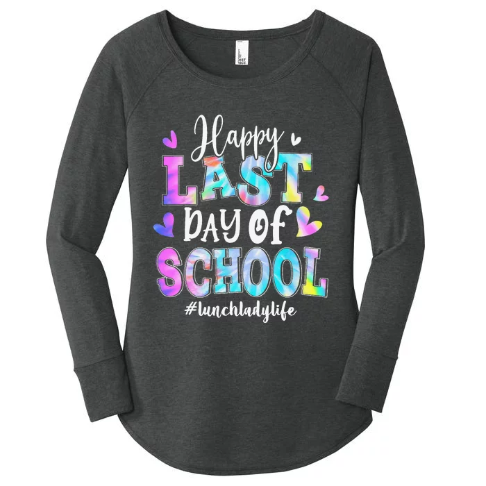 Happy Last Day Of School Tie Dye Lunch Lady Life Summer Women's Perfect Tri Tunic Long Sleeve Shirt