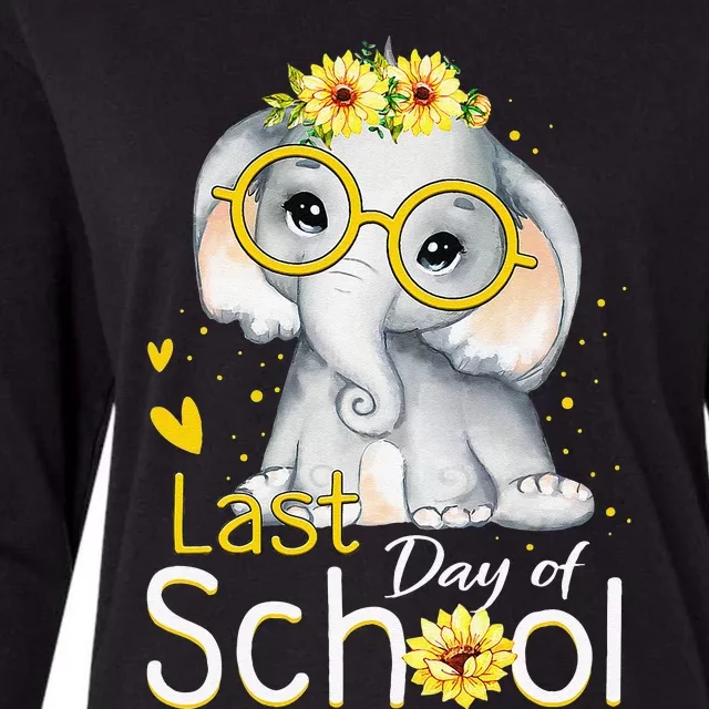 Happy Last Day Of School Elephant Sunflower Graduation Gift Womens Cotton Relaxed Long Sleeve T-Shirt