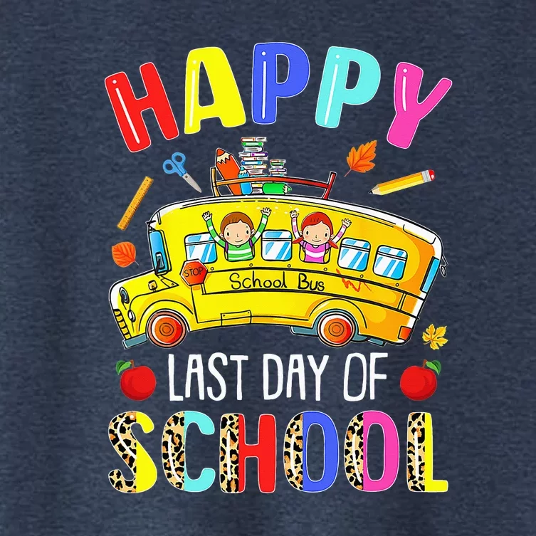 Happy Last Day Of School Bus Driver Off Duty Student Teacher Women's Crop Top Tee