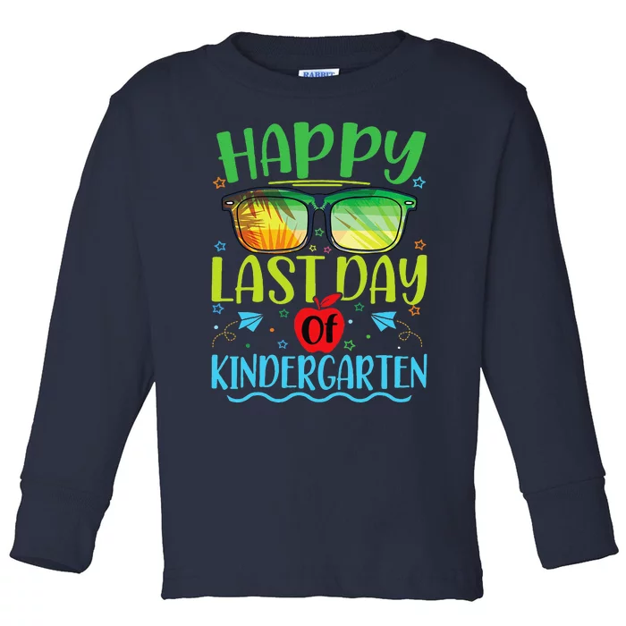 Happy Last Day Of Kindergarten Teacher Student Summer Toddler Long Sleeve Shirt