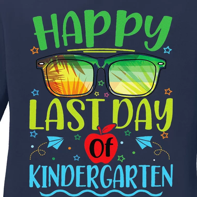 Happy Last Day Of Kindergarten Teacher Student Summer Ladies Long Sleeve Shirt