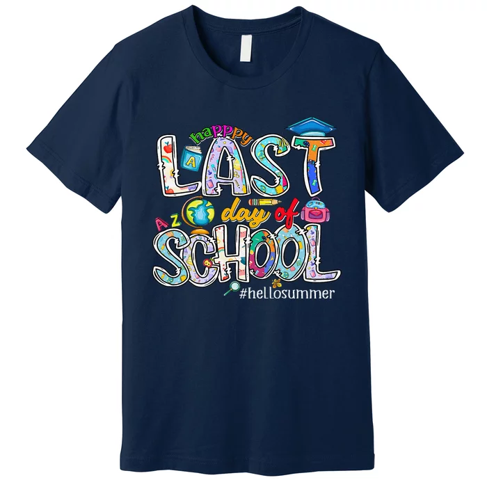 Happy Last Day Of School 2024 Hello Summer Premium T-Shirt