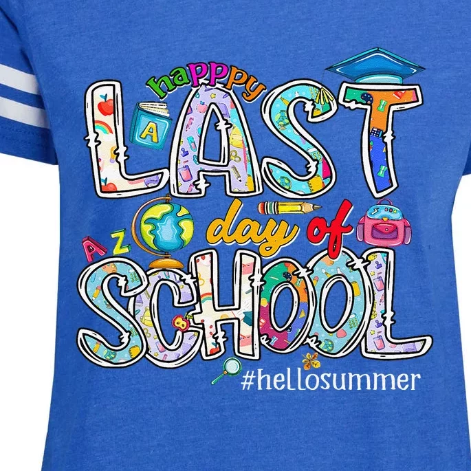 Happy Last Day Of School 2024 Hello Summer Enza Ladies Jersey Football T-Shirt