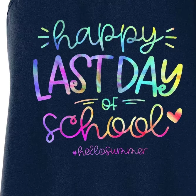 Happy Last Day Of School Hello Summer Students And Teachers Women's Racerback Tank