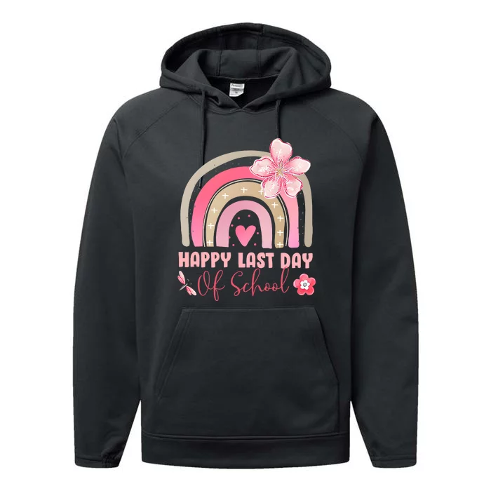 Happy Last Day Of School Rainbow Vintage Performance Fleece Hoodie