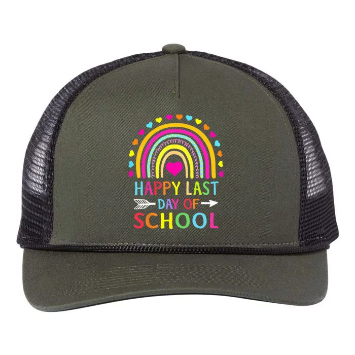 Happy Last Day Of School Teacher Student Graduation Retro Rope Trucker Hat Cap