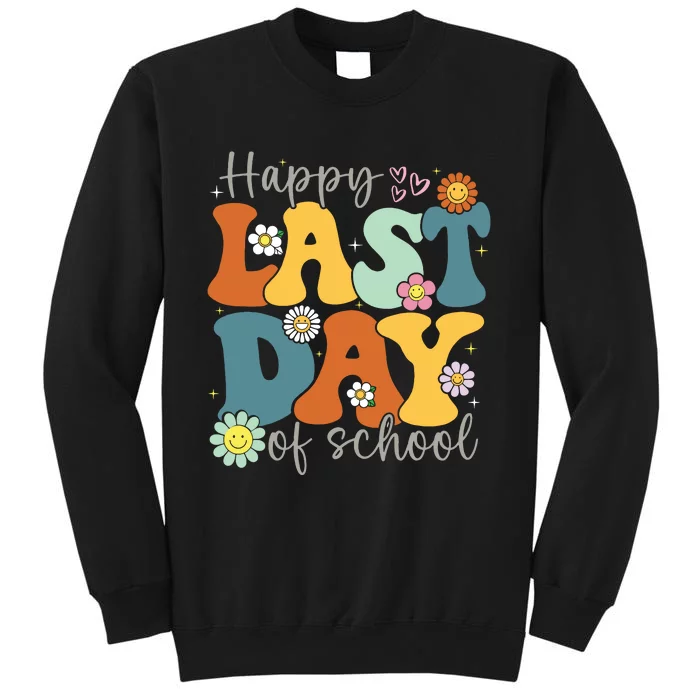 Happy Last Day Of School Graduation Groovy Teacher Student Tall Sweatshirt