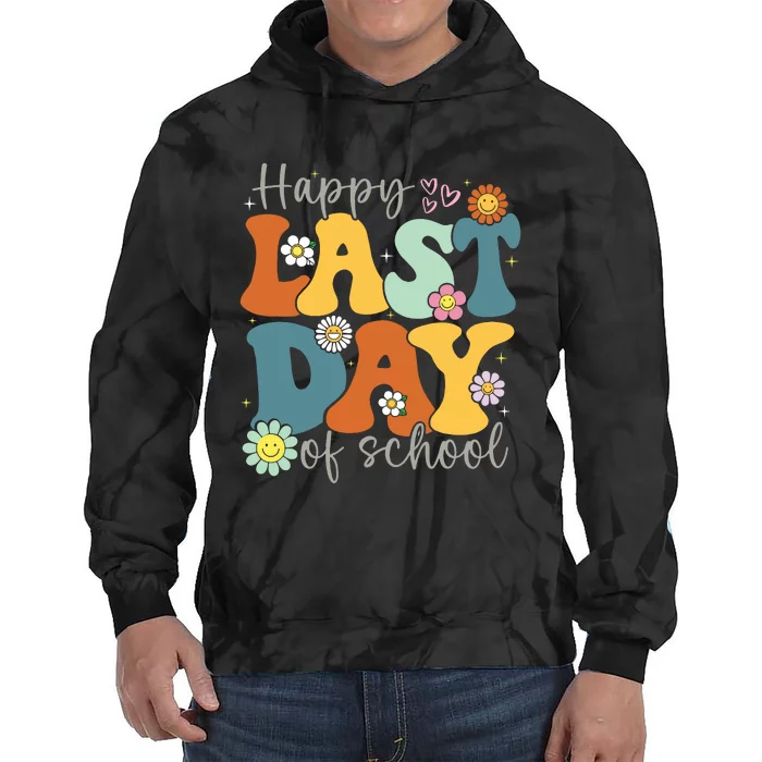 Happy Last Day Of School Graduation Groovy Teacher Student Tie Dye Hoodie