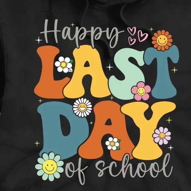 Happy Last Day Of School Graduation Groovy Teacher Student Tie Dye Hoodie