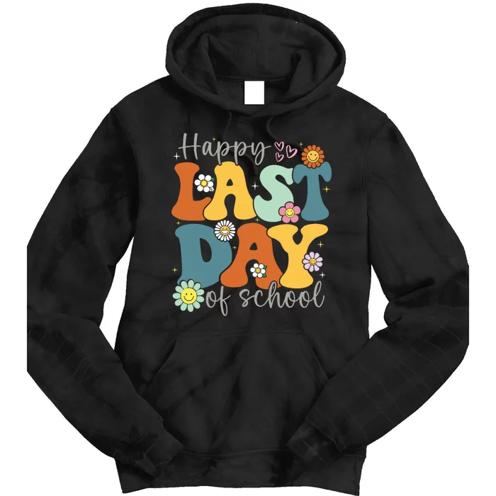 Happy Last Day Of School Graduation Groovy Teacher Student Tie Dye Hoodie