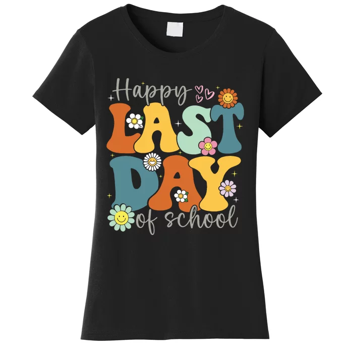 Happy Last Day Of School Graduation Groovy Teacher Student Women's T-Shirt