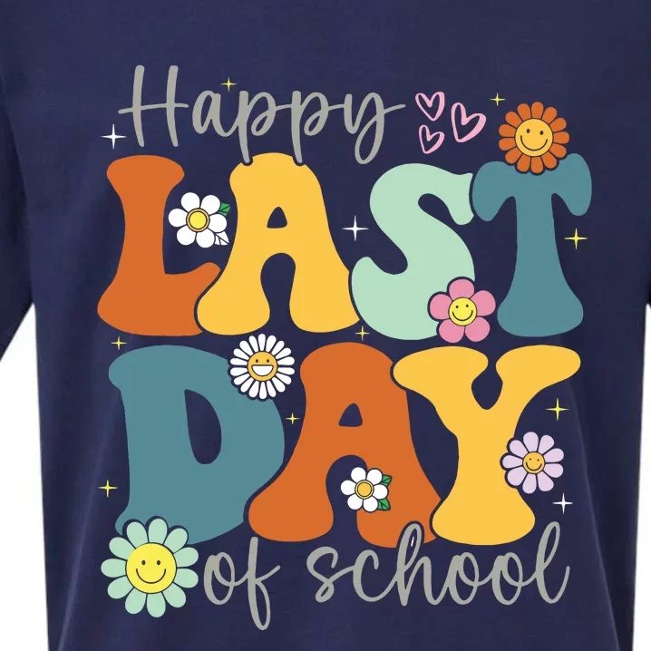 Happy Last Day Of School Graduation Groovy Teacher Student Sueded Cloud Jersey T-Shirt